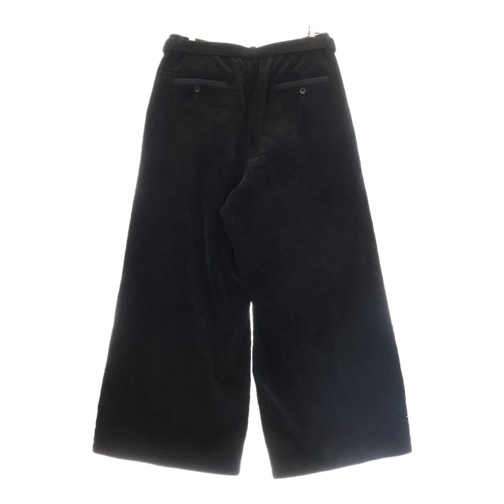 Sacai(サカイ) 24AW CORDUROY PANTS ベルト付き コーデュロイ ワイドフレアパンツ ブラック 24-03491M