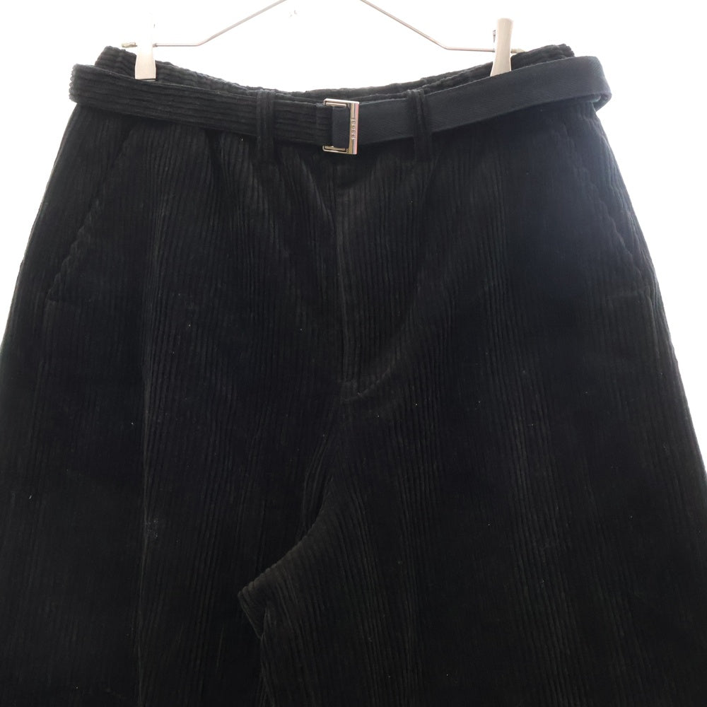 Sacai(サカイ) 24AW CORDUROY PANTS ベルト付き コーデュロイ ワイドフレアパンツ ブラック 24-03491M