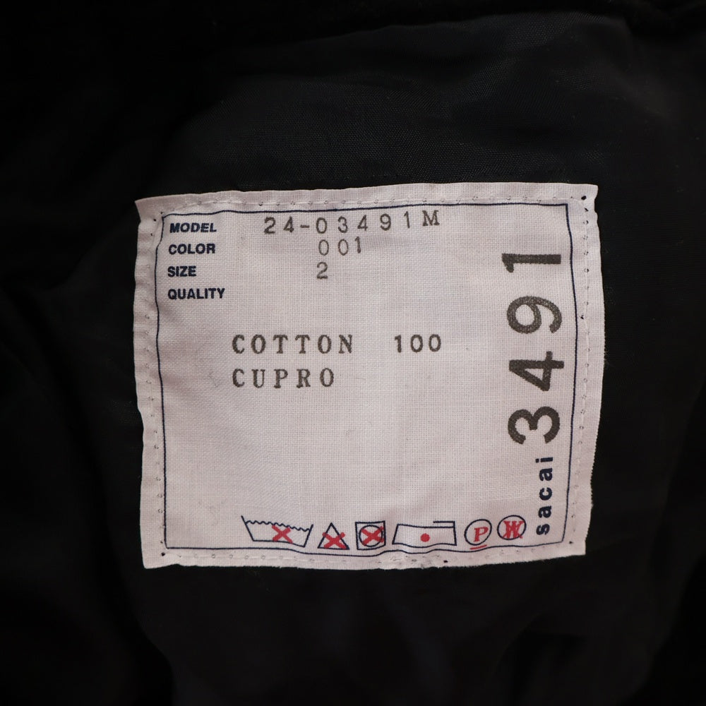 Sacai(サカイ) 24AW CORDUROY PANTS ベルト付き コーデュロイ ワイドフレアパンツ ブラック 24-03491M