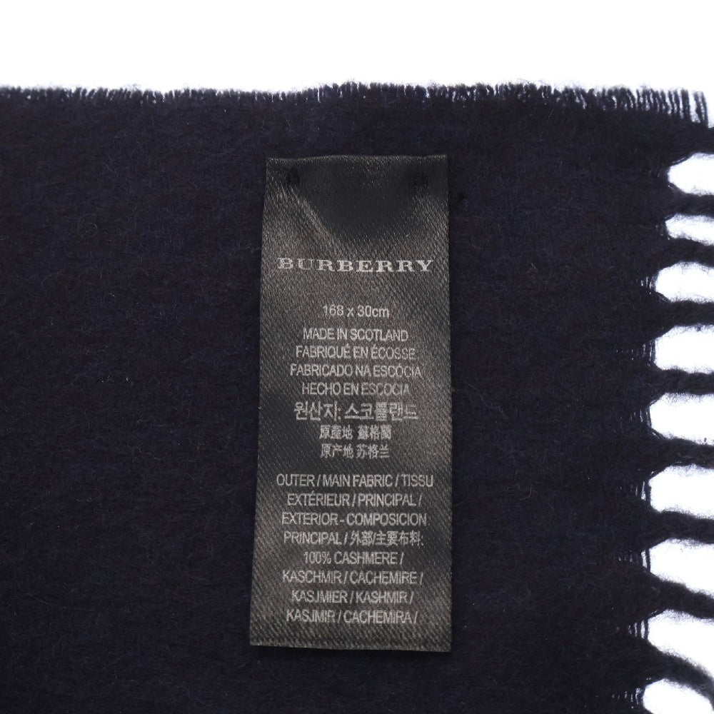 BURBERRY(バーバリー) アーカイブロゴ刺繍 カシミア マフラー ネイビー 4075222