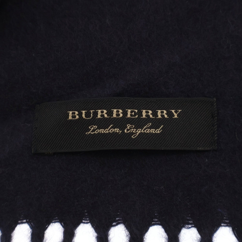 BURBERRY(バーバリー) アーカイブロゴ刺繍 カシミア マフラー ネイビー 4075222