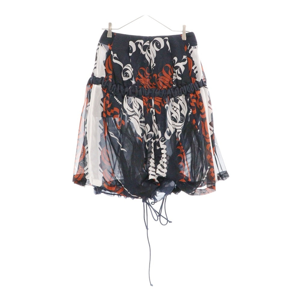 Sacai(サカイ) カリグラフィープリント フレア レイヤード プリーツスカート ネイビー 16-02811 レディース