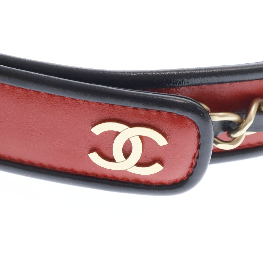 CHANEL(シャネル) チェーンドッキング ミニココマーク レザーベルト レッド/ブラック レディース
