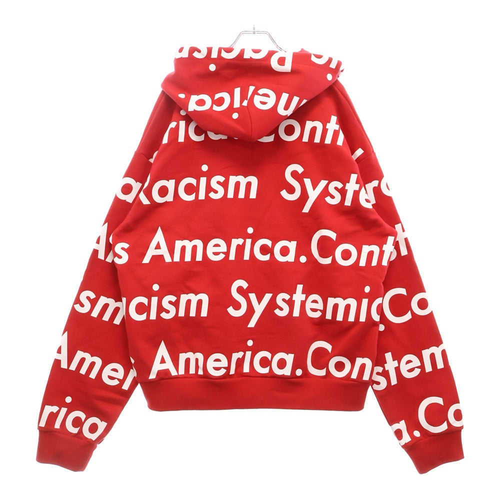 DENIM TEARS(デニムティアーズ) ×ARTHUR JAFA SYSTEMIC RACISM CONTROLS AMERICAN ZIP UP HOODIE アーサージャファ ジップアップパーカー フーディー レッド