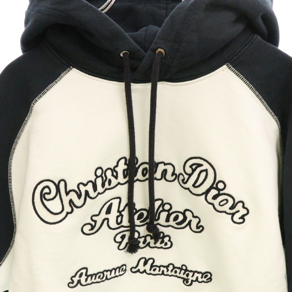 DIOR(ディオール) 22SS Avenue Montaigne ロゴエンブロイダリー フーディ プルオーバースウェットパーカー ホワイト/ネイビー 213J680A0531