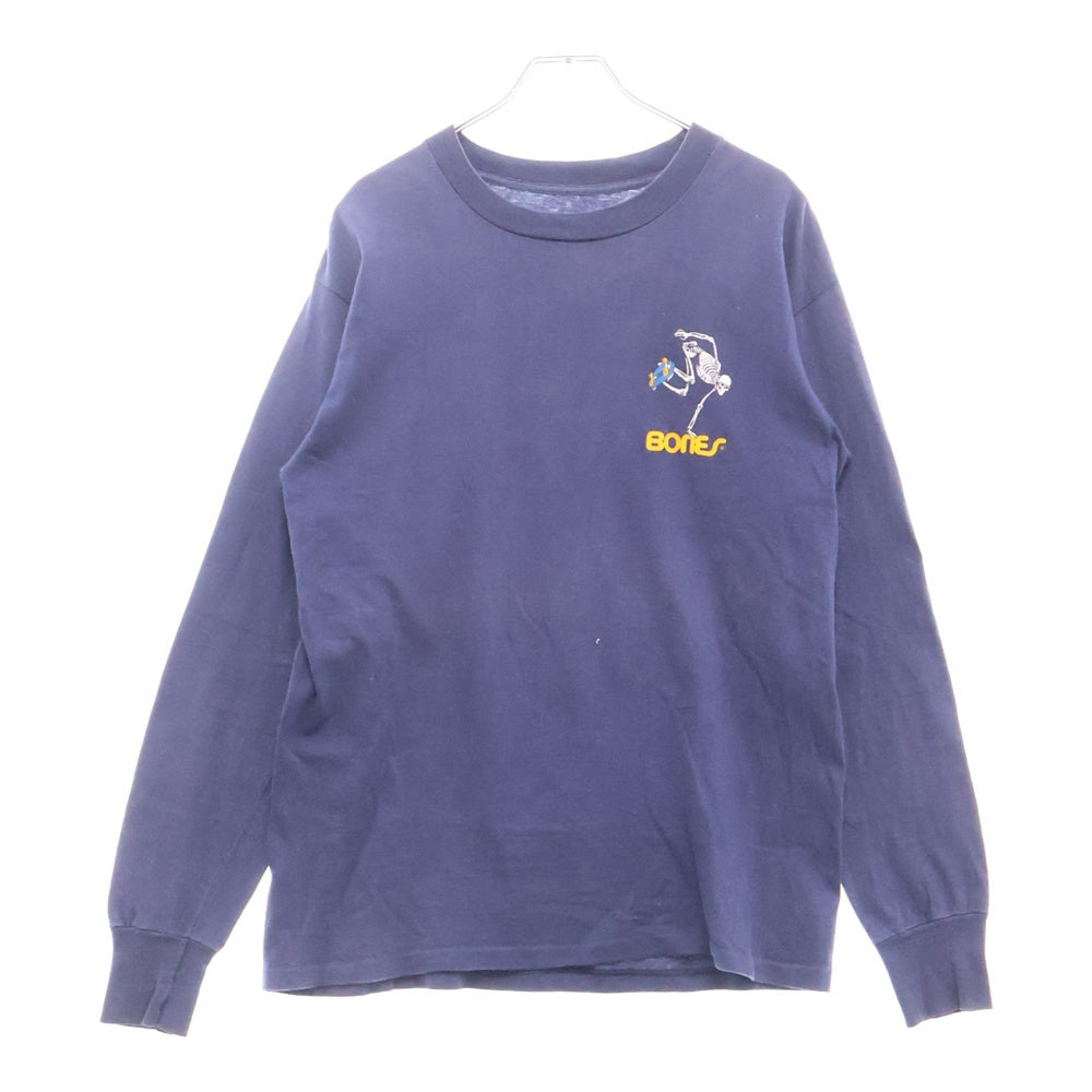 VINTAGE(ヴィンテージ) 80S POWELL PERALTA SKATE SKELTON パウエルペラルタ スケート スケルトン クルーネック 長袖Tシャツ カットソー ネイビー