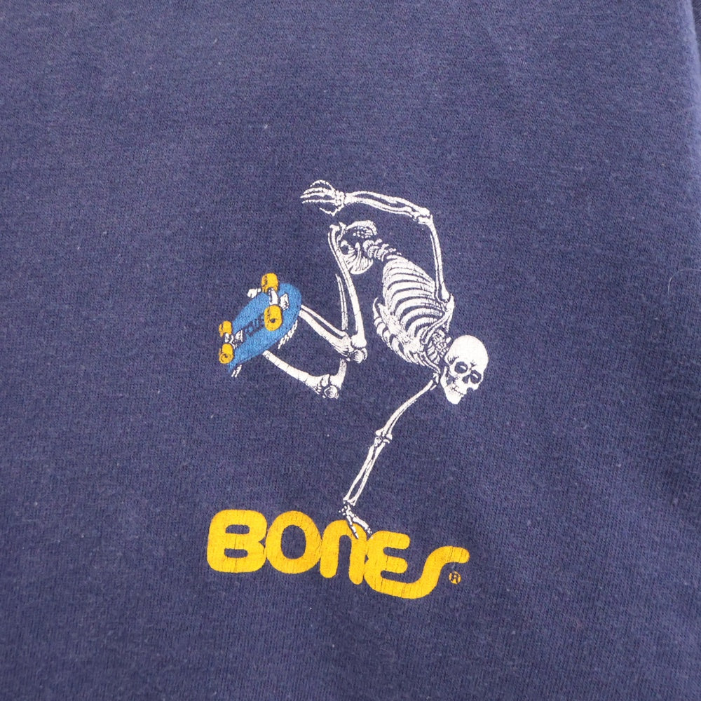 VINTAGE(ヴィンテージ) 80S POWELL PERALTA SKATE SKELTON パウエルペラルタ スケート スケルトン クルーネック 長袖Tシャツ カットソー ネイビー
