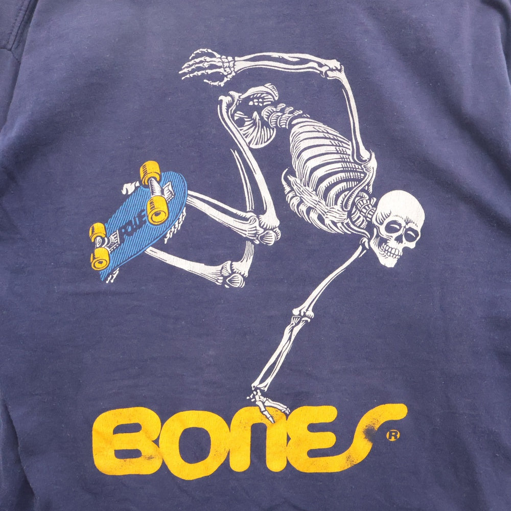 VINTAGE(ヴィンテージ) 80S POWELL PERALTA SKATE SKELTON パウエルペラルタ スケート スケルトン クルーネック 長袖Tシャツ カットソー ネイビー