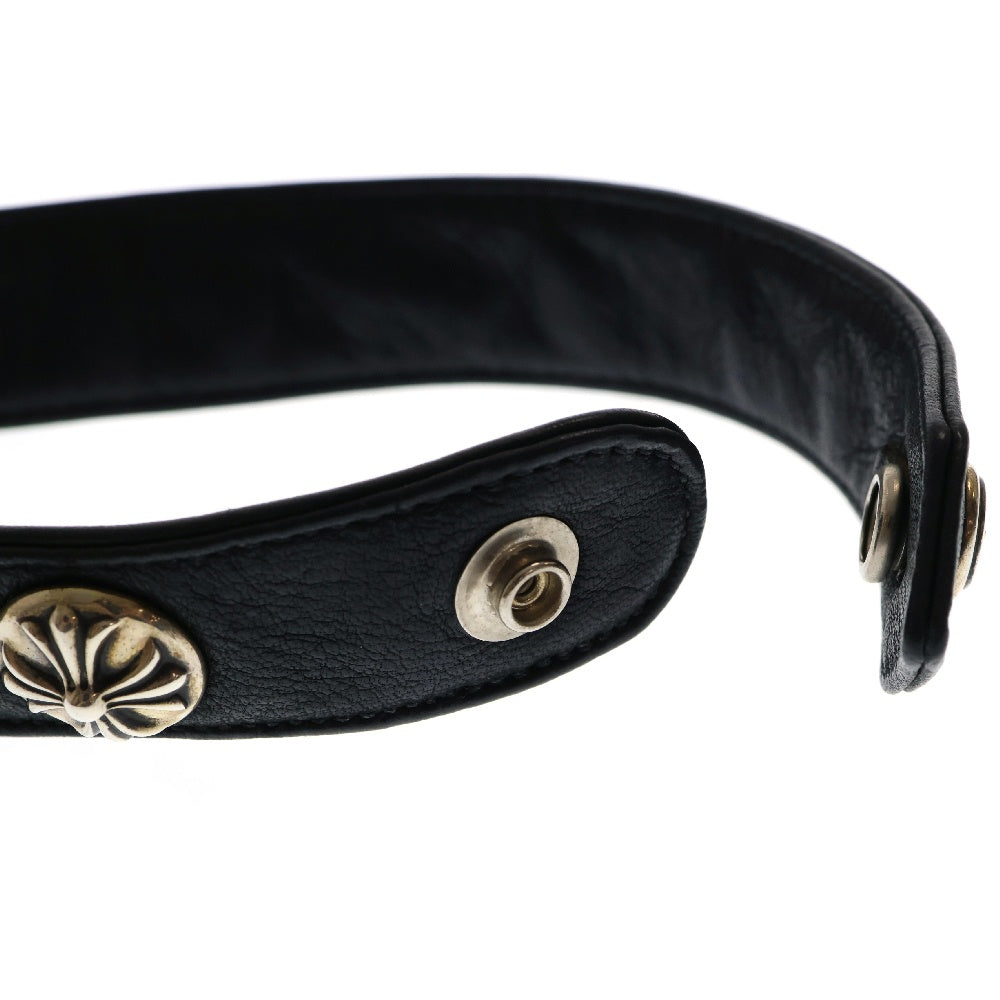CHROME HEARTS(クロムハーツ) スクロールボタン クロスボール レザー チョーカー ネックレス ブラック