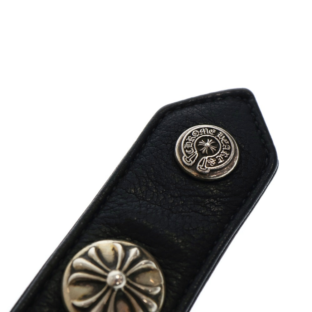 CHROME HEARTS(クロムハーツ) スクロールボタン クロスボール レザー チョーカー ネックレス ブラック