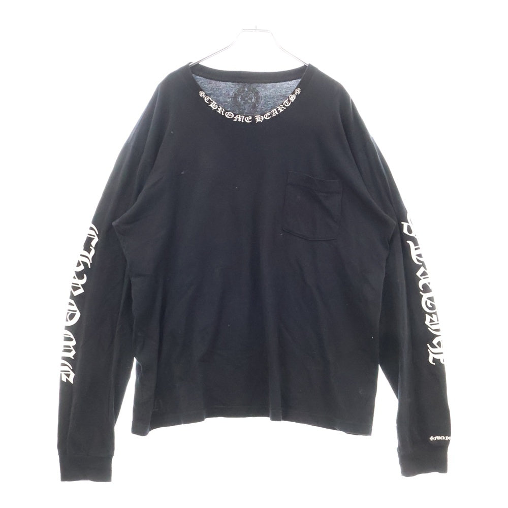 CHROME HEARTS(クロムハーツ) CH L/S /1 ネックロゴプリント長袖Tシャツ カットソー ブラック