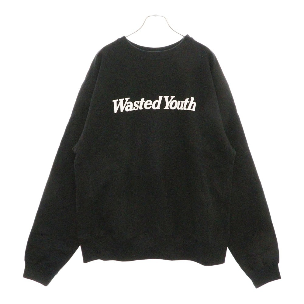 WASTED YOUTH(ウェイステッドユース) Logo Heavy Weight Sweatshirt ロゴスウェットトレーナー ブラック WY26CS004
