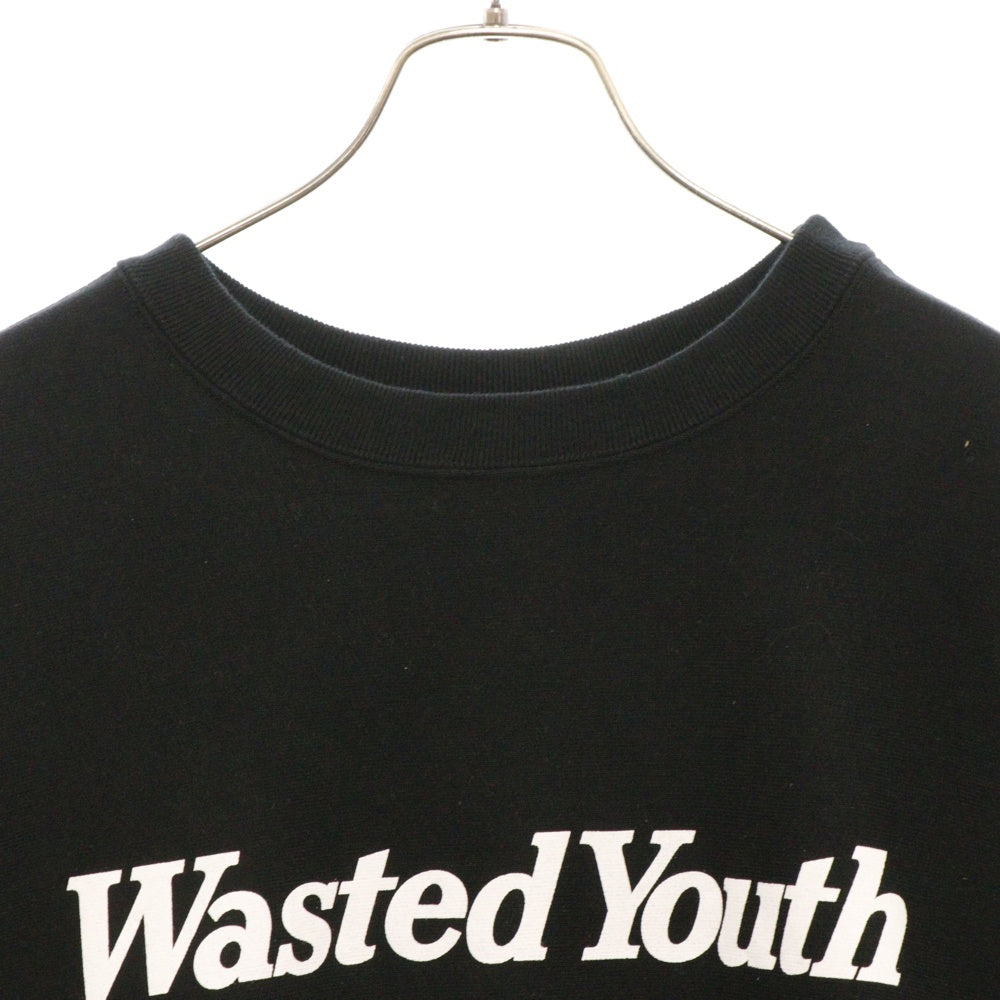 WASTED YOUTH(ウェイステッドユース) Logo Heavy Weight Sweatshirt ロゴスウェットトレーナー ブラック WY26CS004