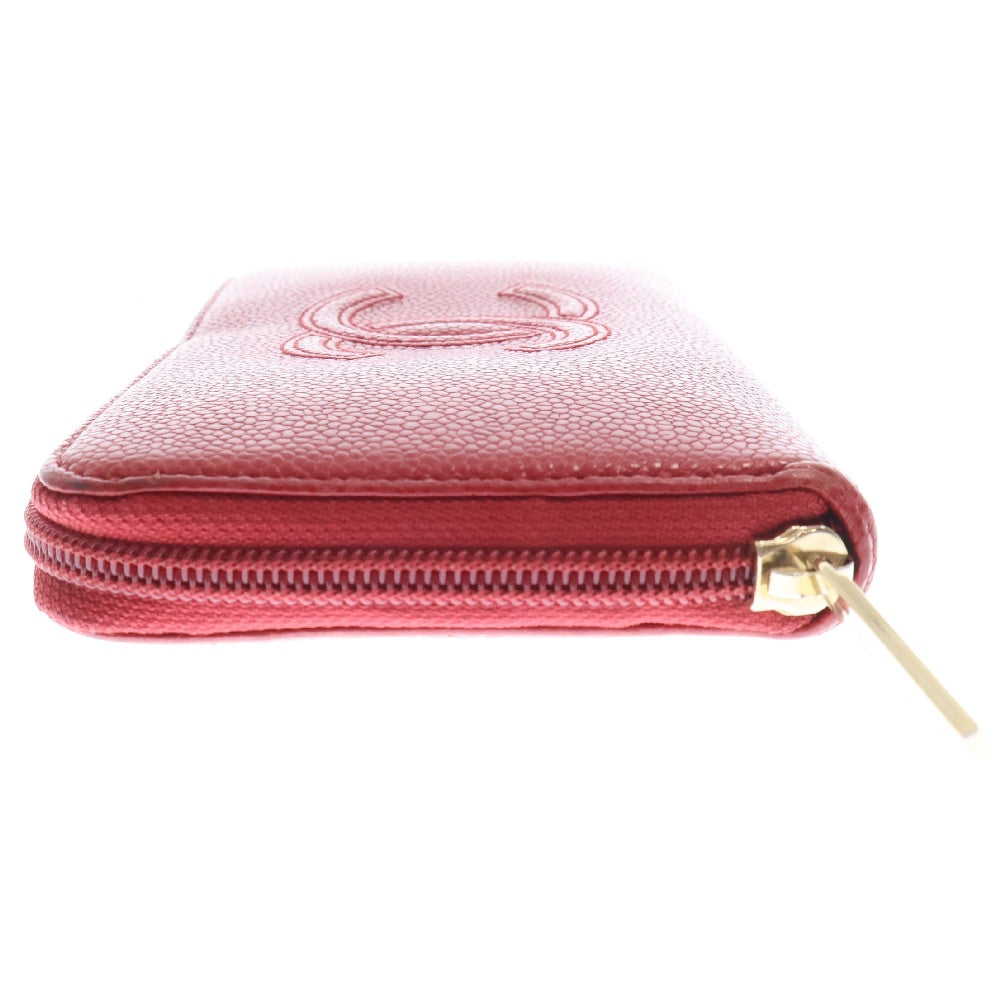 CHANEL(シャネル) ココマーク キャビアスキン ゴールド金具 ラウンドファスナー ロングウォレット 長財布 レッド 27番台 レディース