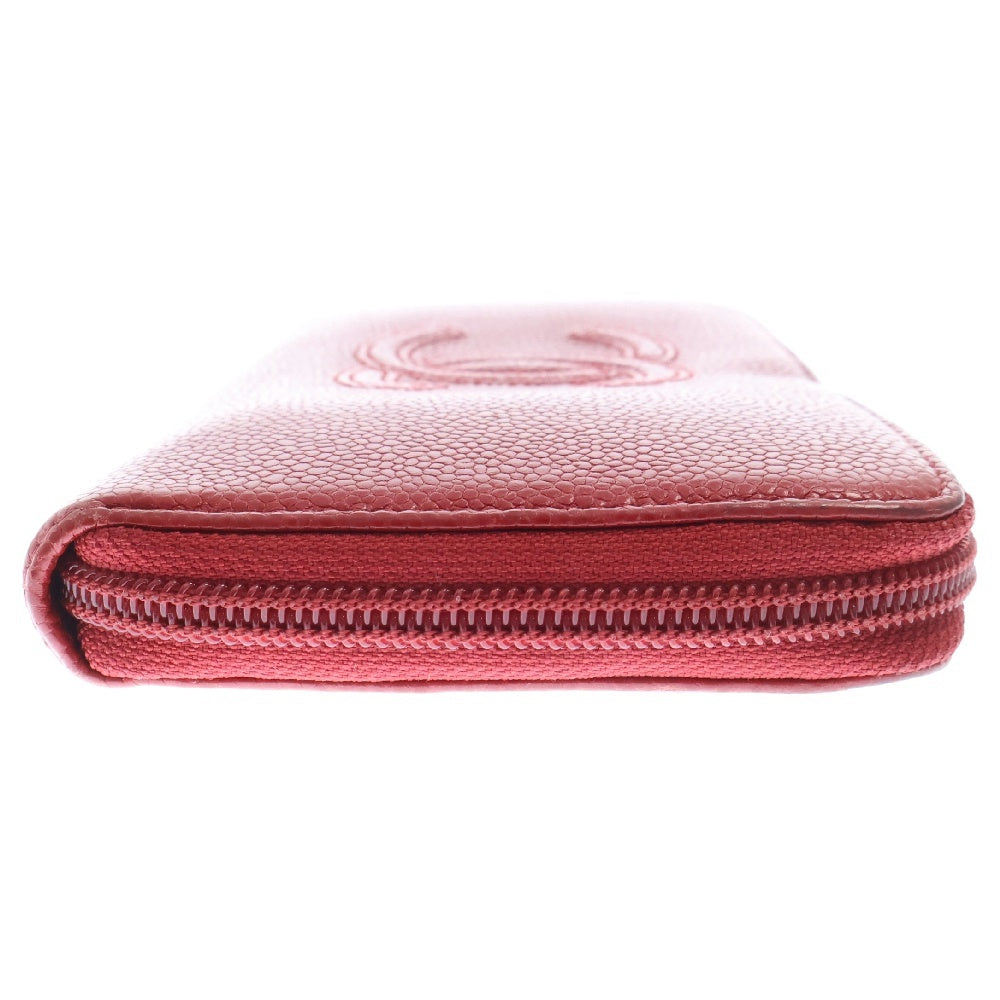 CHANEL(シャネル) ココマーク キャビアスキン ゴールド金具 ラウンドファスナー ロングウォレット 長財布 レッド 27番台 レディース