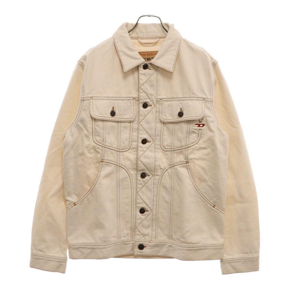 DIESEL(ディーゼル) D-RILEY TRUCKER JACKET Dロゴ刺繍 デニムトラッカージャケット アイボリー