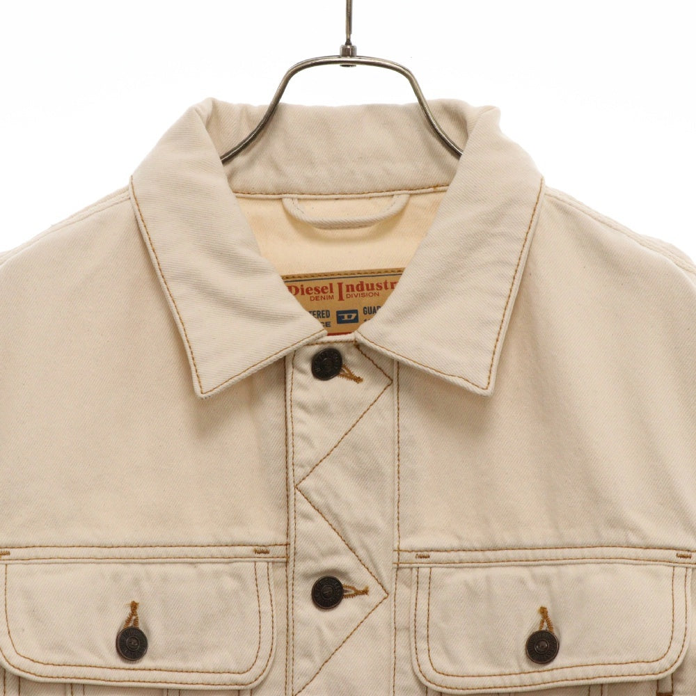 DIESEL(ディーゼル) D-RILEY TRUCKER JACKET Dロゴ刺繍 デニムトラッカージャケット アイボリー