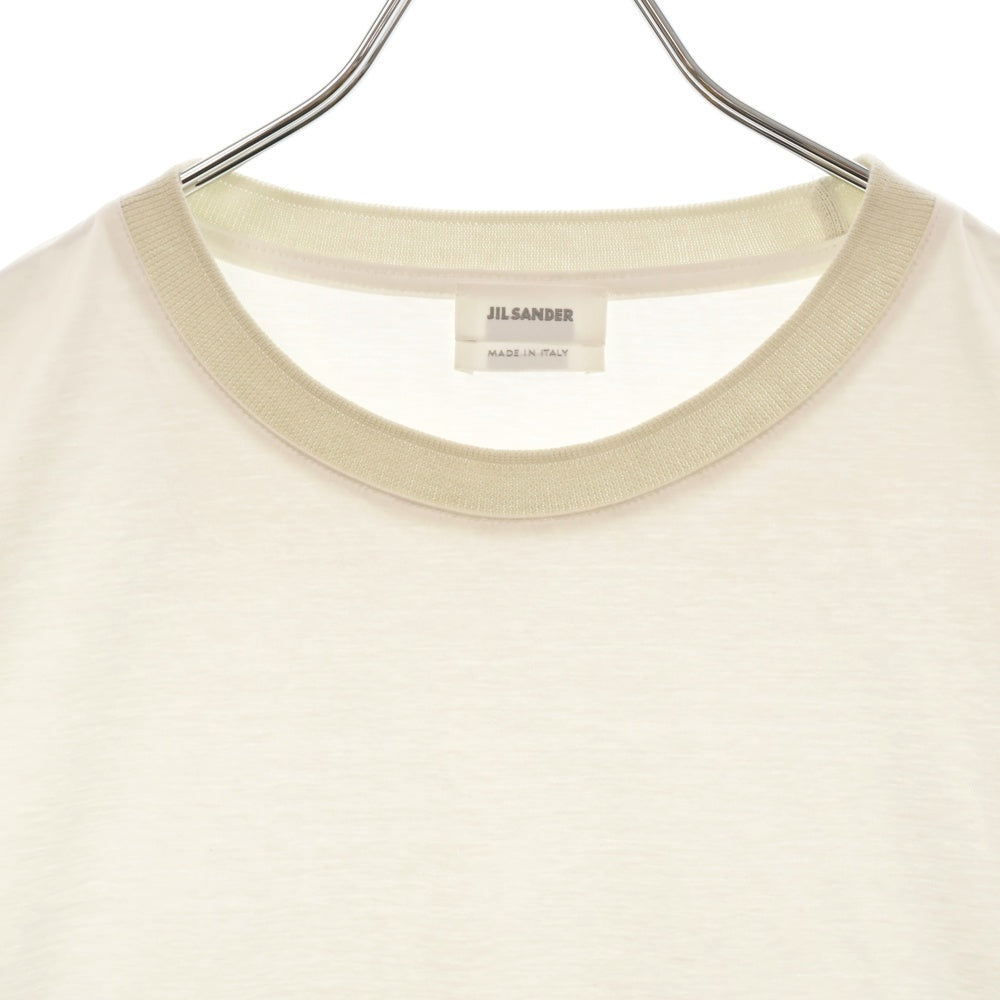 JIL SANDER(ジルサンダー) イタリア製 ストレッチコットン クルーネック 半袖Tシャツ カットソー ホワイト/ベージュ JSMH707000 MH247008