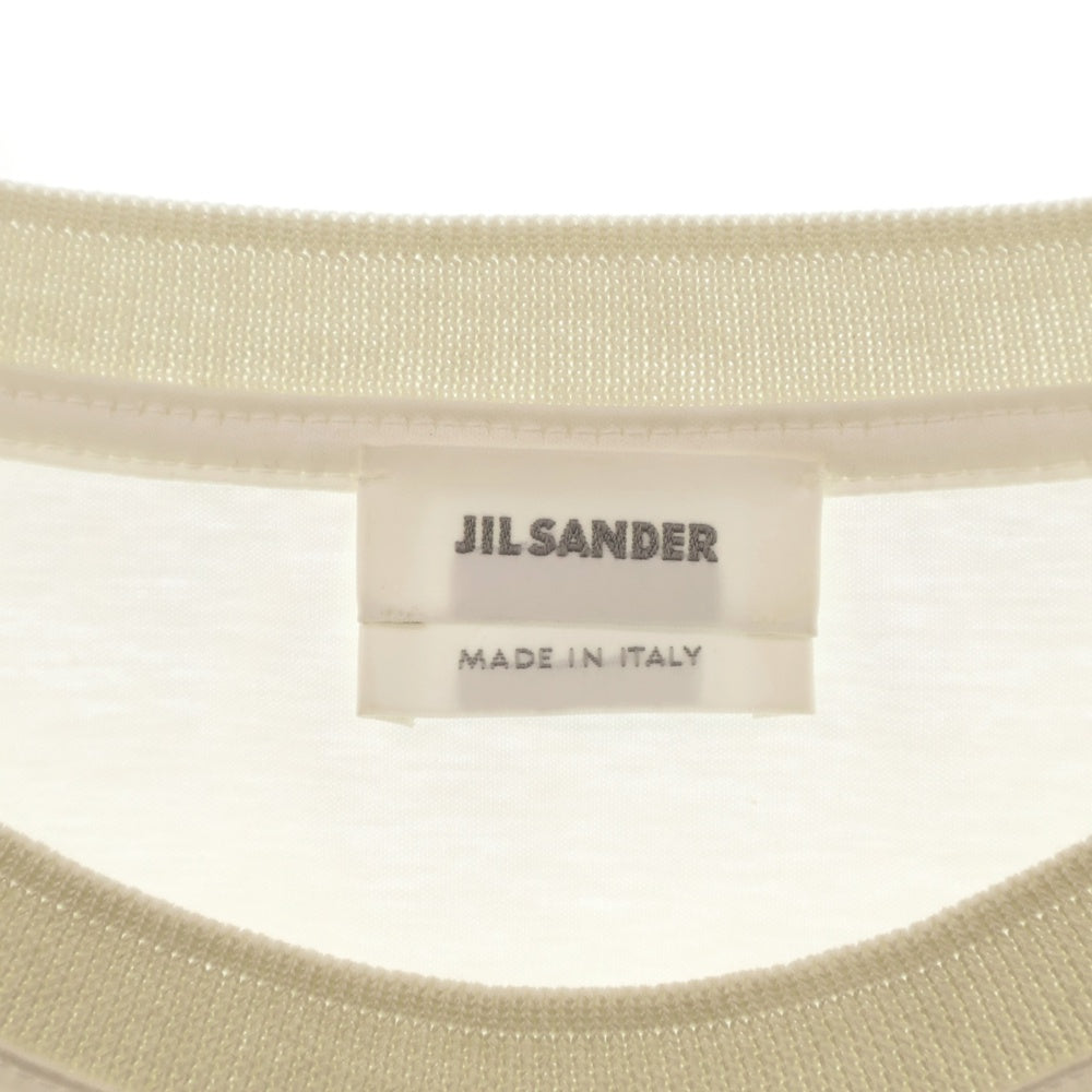 JIL SANDER(ジルサンダー) イタリア製 ストレッチコットン クルーネック 半袖Tシャツ カットソー ホワイト/ベージュ JSMH707000 MH247008