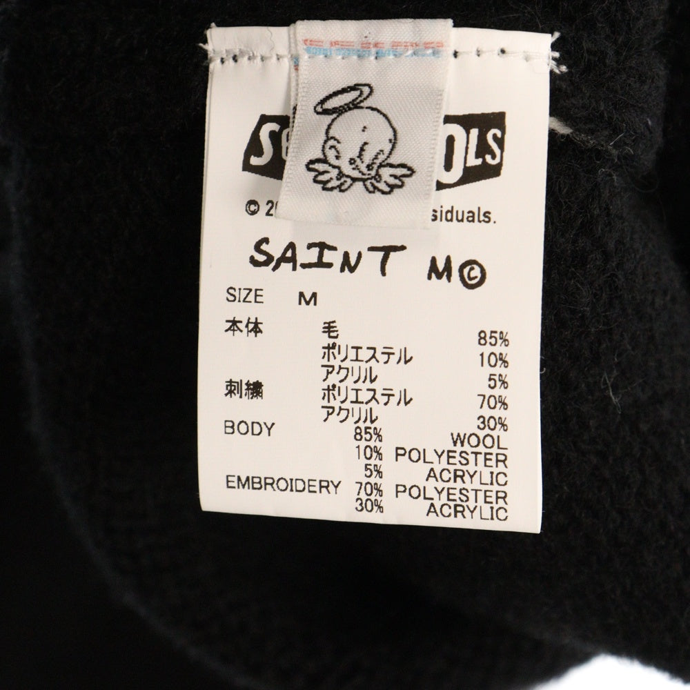 SAINT MICHAEL(セントマイケル) 24AW ×Sex Pistols セックスピストルズ SP CREW KNT I AM A クラッシュ加工クルーネックニットセーター ブラック SM-YS1-0000-C24