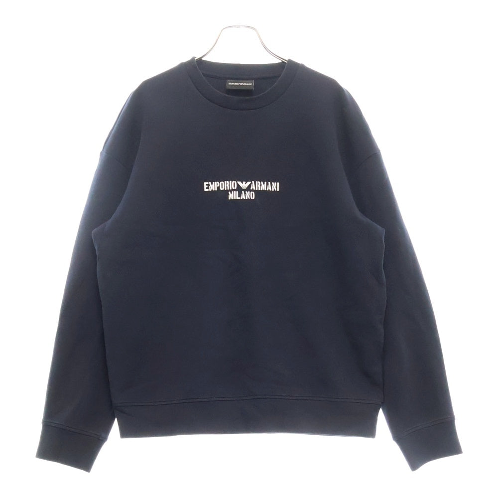 EMPORIO ARMANI(エンポリオアルマーニ) ロゴプリント クルーネック スウェットトレーナー ネイビー 7V1MFE 1JHSZ