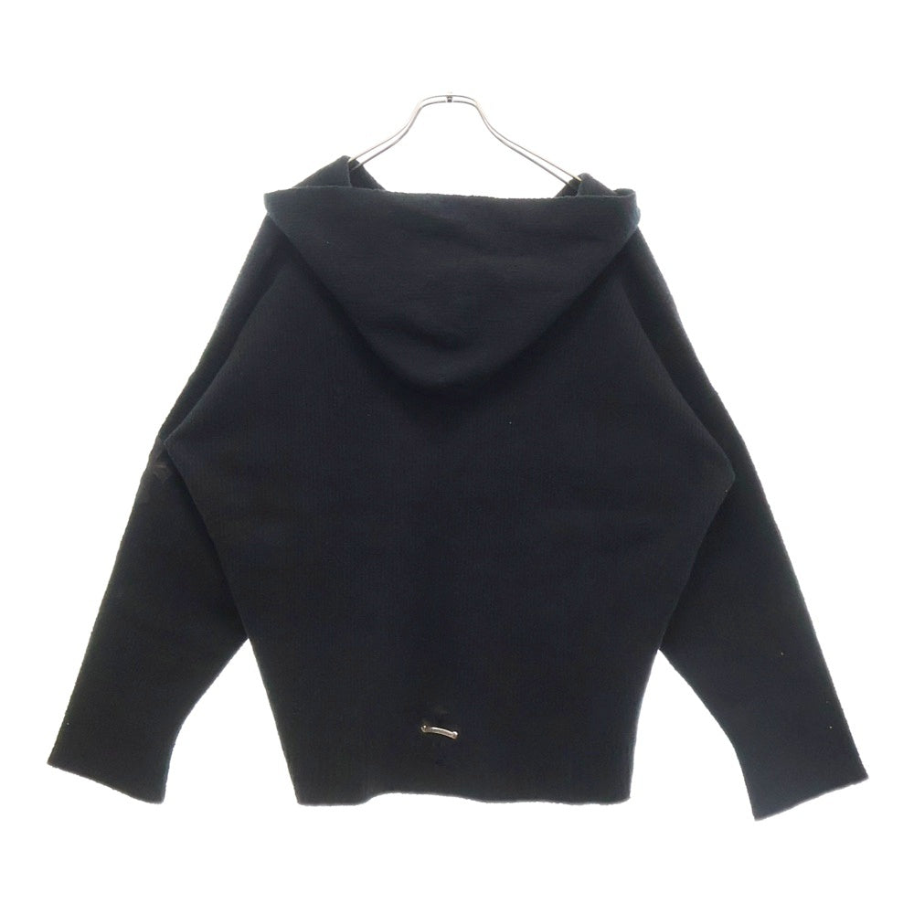 CHROME HEARTS(クロムハーツ) MED/LRG ハラコクロスパッチ コットン/ナイロンニット プルオーバーパーカー ブラック