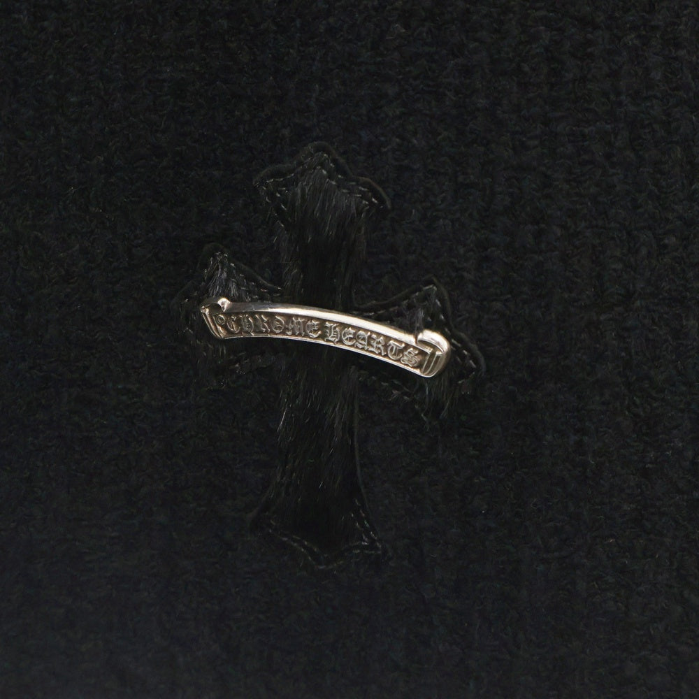 CHROME HEARTS(クロムハーツ) MED/LRG ハラコクロスパッチ コットン/ナイロンニット プルオーバーパーカー ブラック