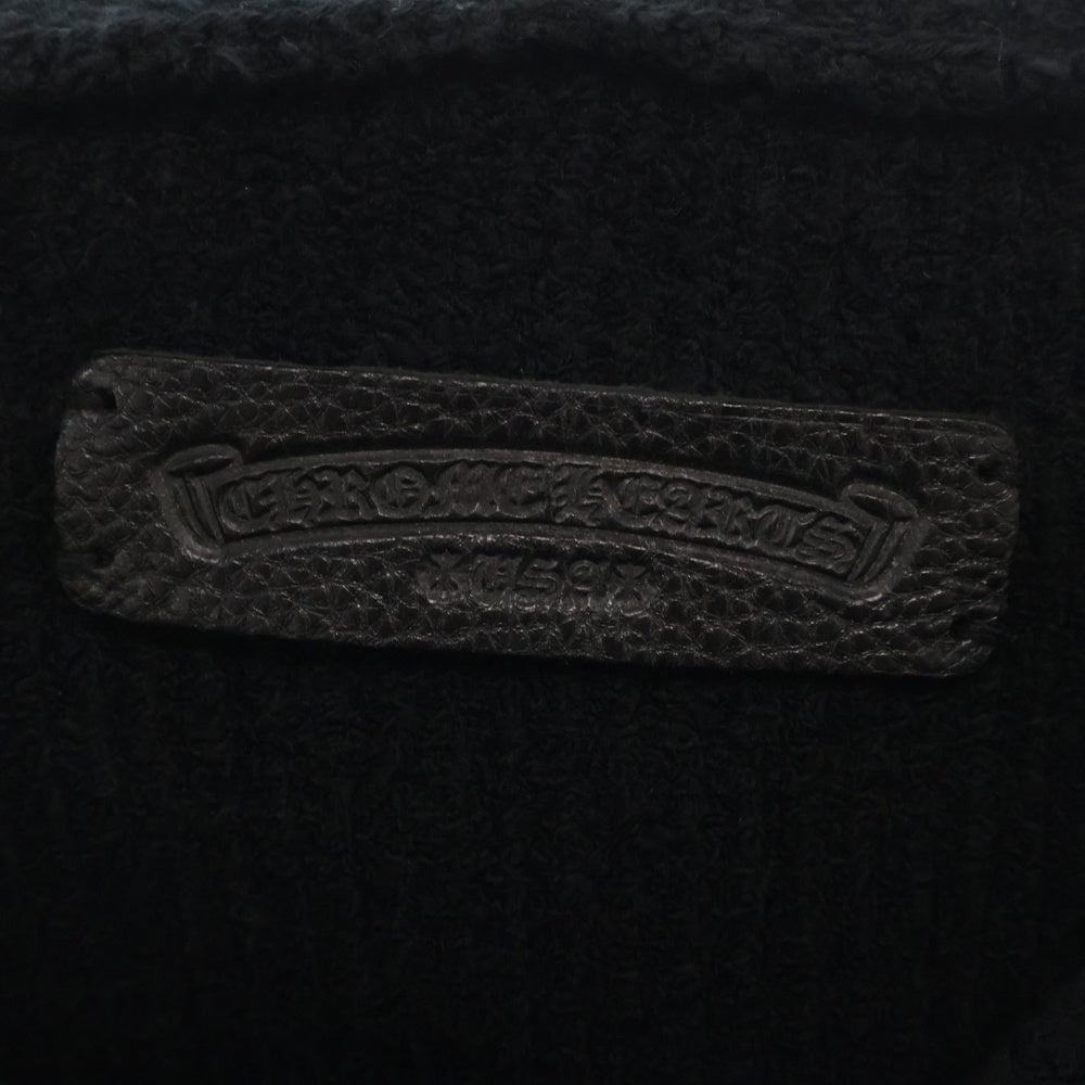 CHROME HEARTS(クロムハーツ) MED/LRG ハラコクロスパッチ コットン/ナイロンニット プルオーバーパーカー ブラック