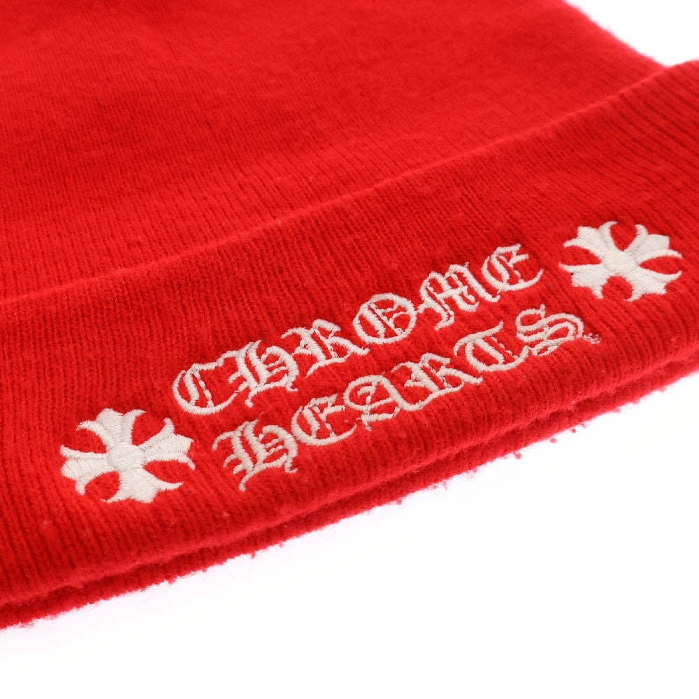 CHROME HEARTS(クロムハーツ) WATCH CAP ワッチキャップ ロゴ刺繍ビーニー ニットキャップ 帽子 レッド