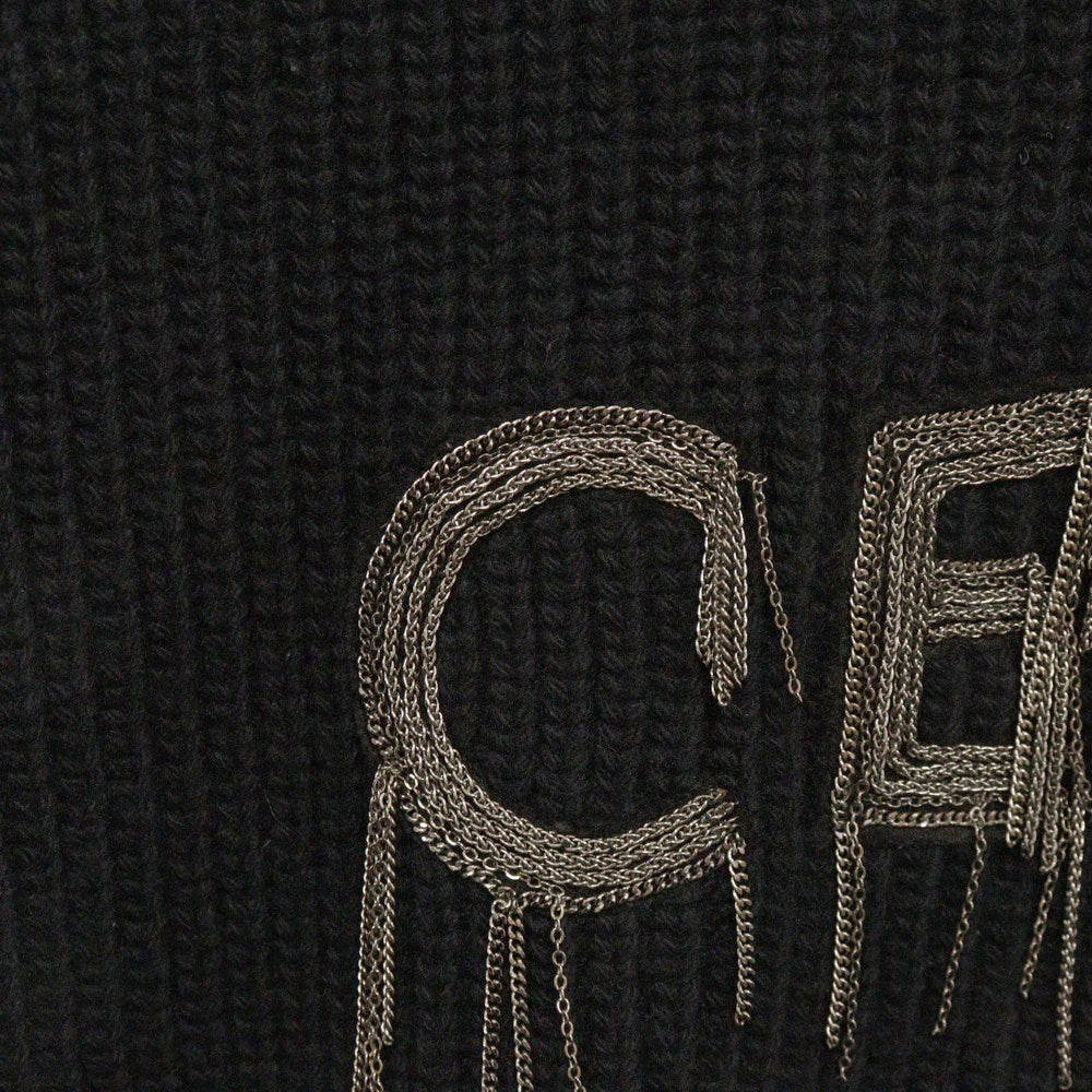 CELINE(セリーヌ) Chain Hooded Sweater in Wool チェーンロゴデザイン ウールフーディ パーカー ブラック 2AG74430U