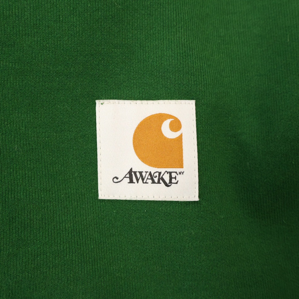 CARHARTT(カーハート) ×Awake NY Hooded Sweatshirt アウェイク 胸ロゴスウェットプルオーバーパーカー グリーン