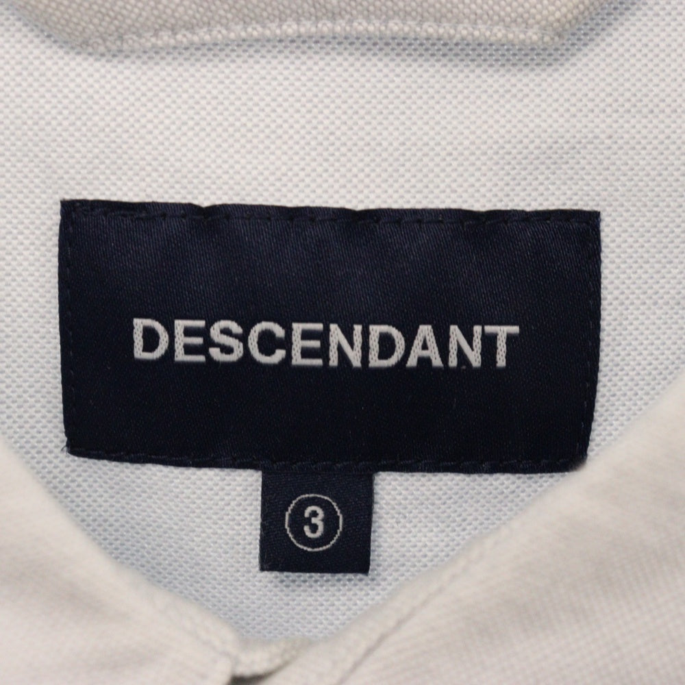 DESCENDANT(ディセンダント) ワンポイントロゴ刺繍 レギュラーカラー コットン ロングスリーブ 長袖シャツ ブルー