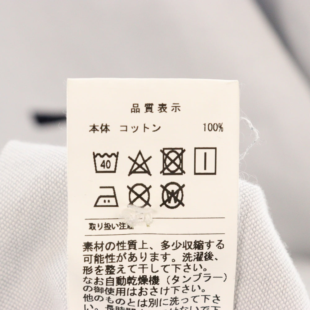 DESCENDANT(ディセンダント) ワンポイントロゴ刺繍 レギュラーカラー コットン ロングスリーブ 長袖シャツ ブルー