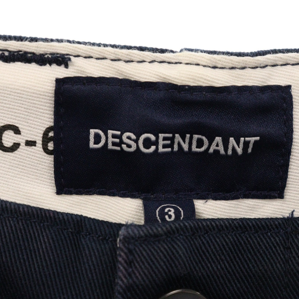 DESCENDANT(ディセンダント) コットンチノ ノータック ワイド テーパードパンツ ネイビー
