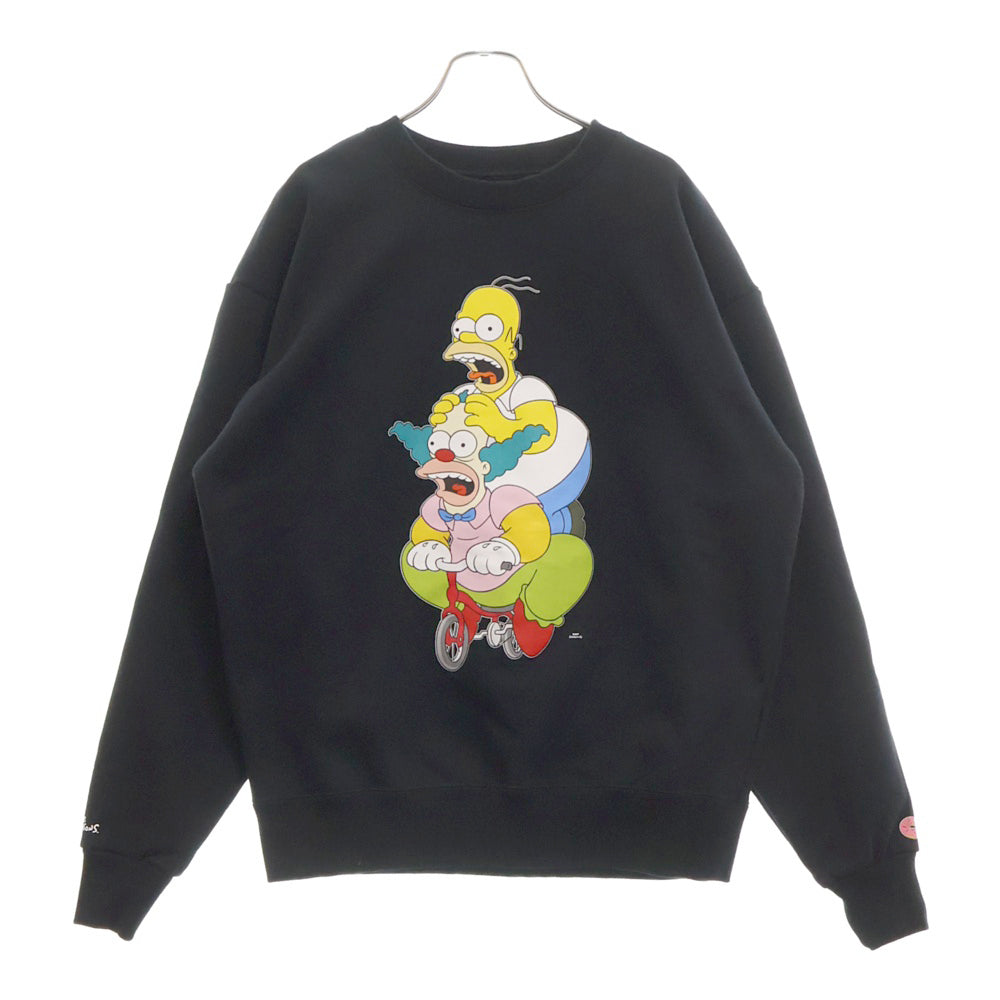 SEQUEL(シークエル) 24AW ×The Simpsons ザ・シンプソンズ フロントキャラクタープリント クルーネック スウェット トレーナー ブラック SQ-24AW-TSCS-01