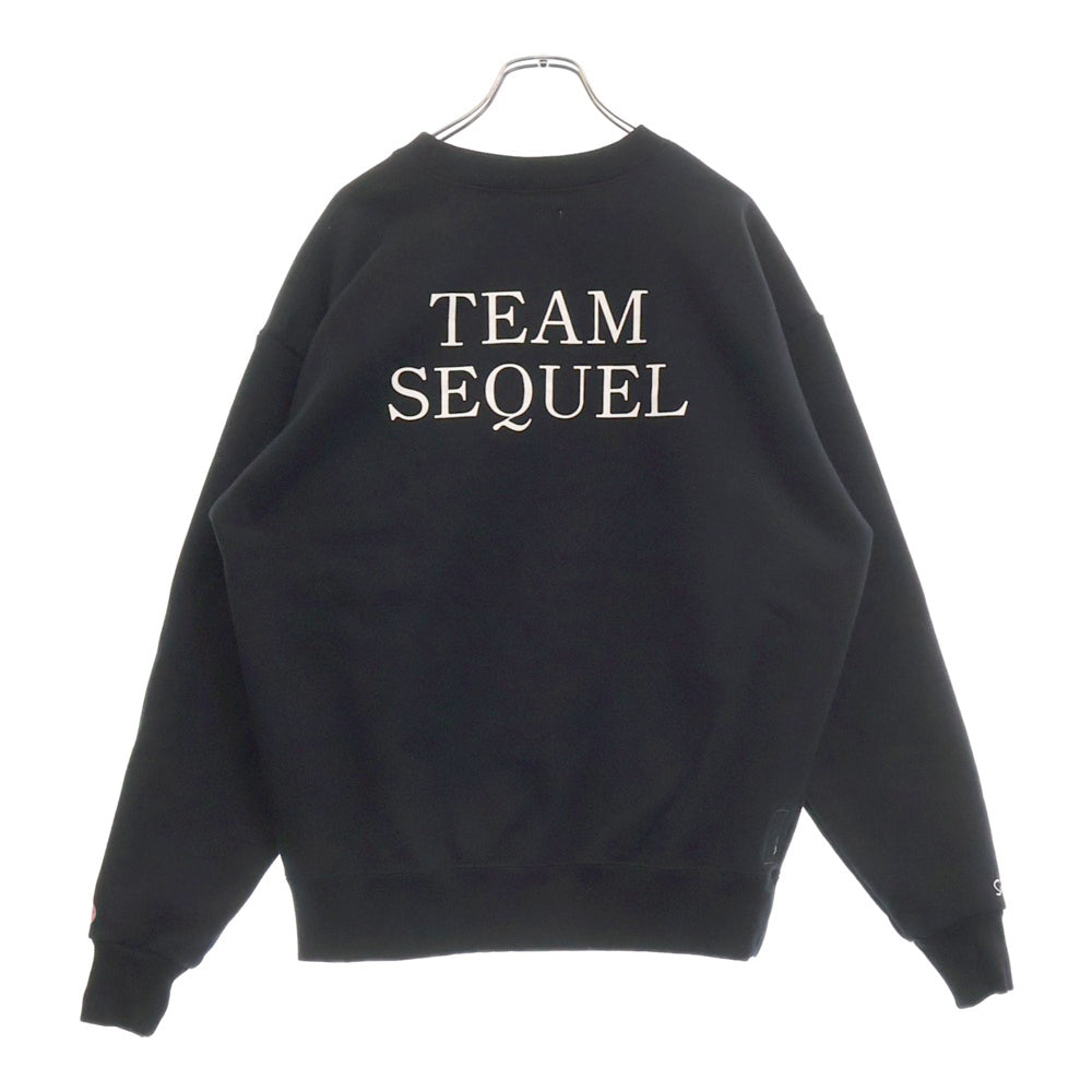 SEQUEL(シークエル) 24AW ×The Simpsons ザ・シンプソンズ フロントキャラクタープリント クルーネック スウェット トレーナー ブラック SQ-24AW-TSCS-01