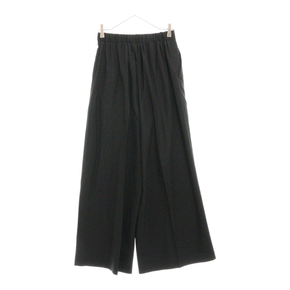 ENFOLD(エンフォルド) Comfotable Twill センタープレス ウエストゴム ワイドスラックス ブラック レディース 300ES131-3280