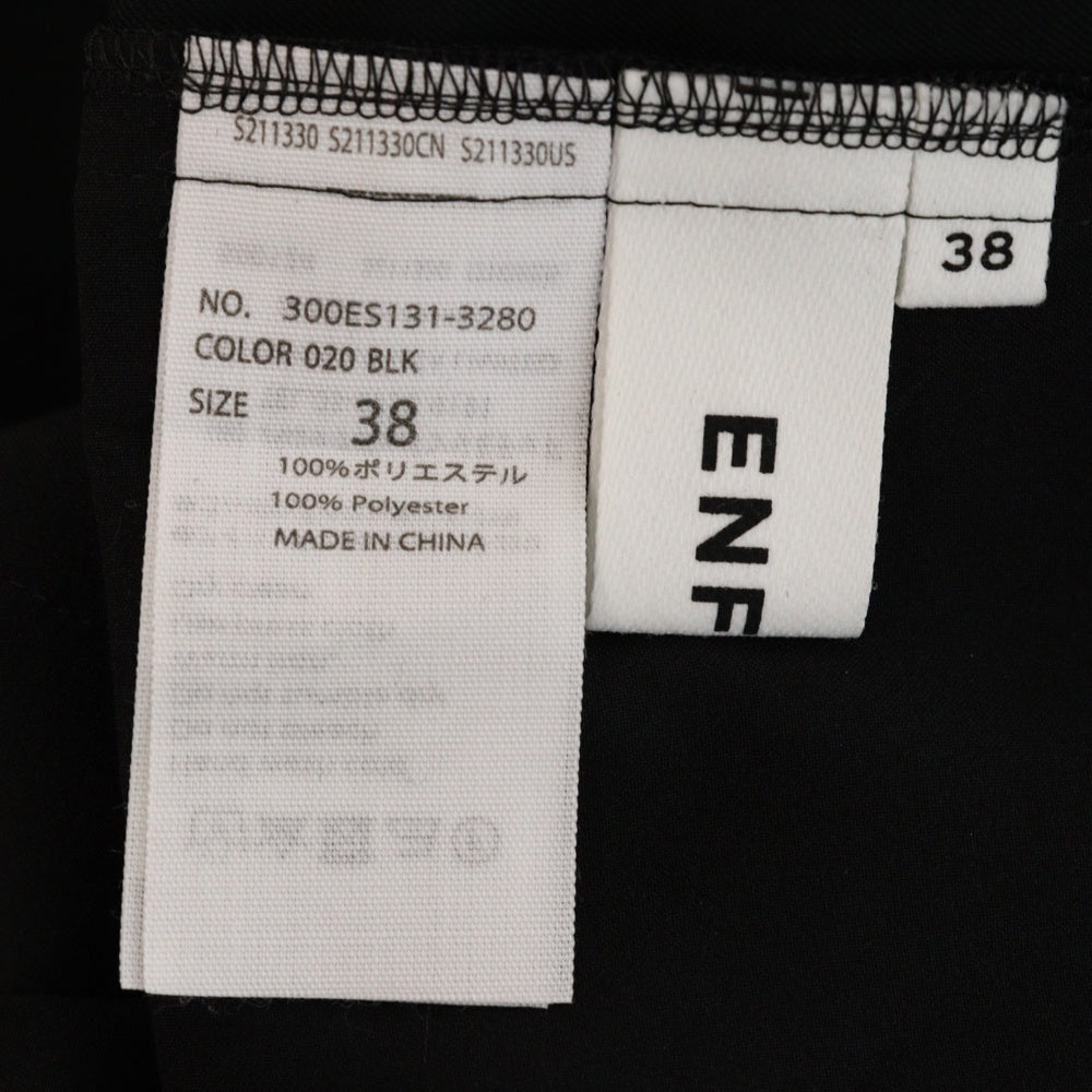 ENFOLD(エンフォルド) Comfotable Twill センタープレス ウエストゴム ワイドスラックス ブラック レディース 300ES131-3280