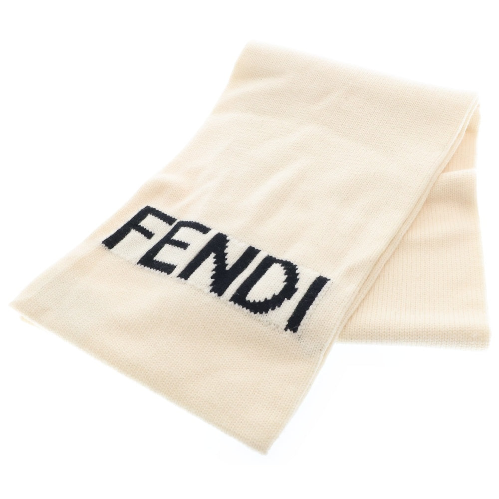 FENDI(フェンディ) ロゴデザイン ウール マフラー ベージュ