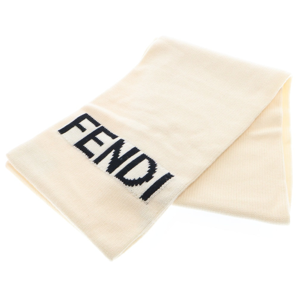 FENDI(フェンディ) ロゴデザイン ウール マフラー ベージュ