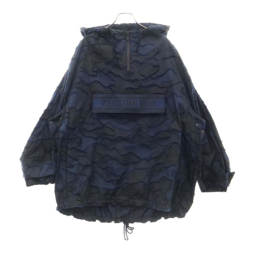 DIOR(ディオール) 20SS Hooded Anorak Camouflage Technical Taffeta カモフラ総柄ロゴハーフジップアノラックジャケット テクニカル ネイビー レディース 017C10A2960