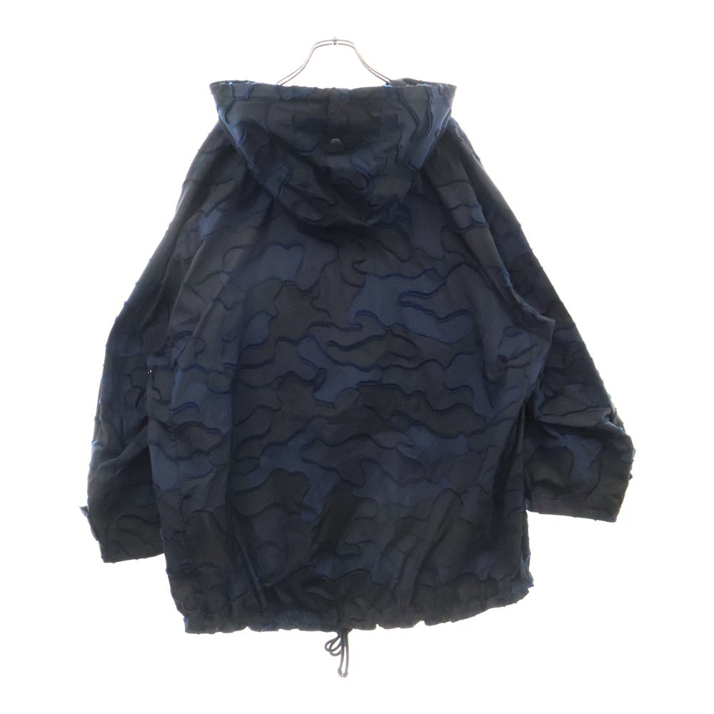 DIOR(ディオール) 20SS Hooded Anorak Camouflage Technical Taffeta カモフラ総柄ロゴハーフジップアノラックジャケット テクニカル ネイビー レディース 017C10A2960
