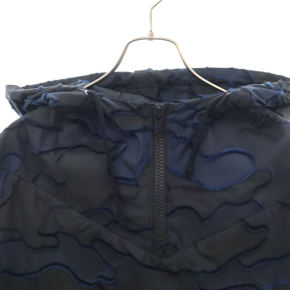 DIOR(ディオール) 20SS Hooded Anorak Camouflage Technical Taffeta カモフラ総柄ロゴハーフジップアノラックジャケット テクニカル ネイビー レディース 017C10A2960