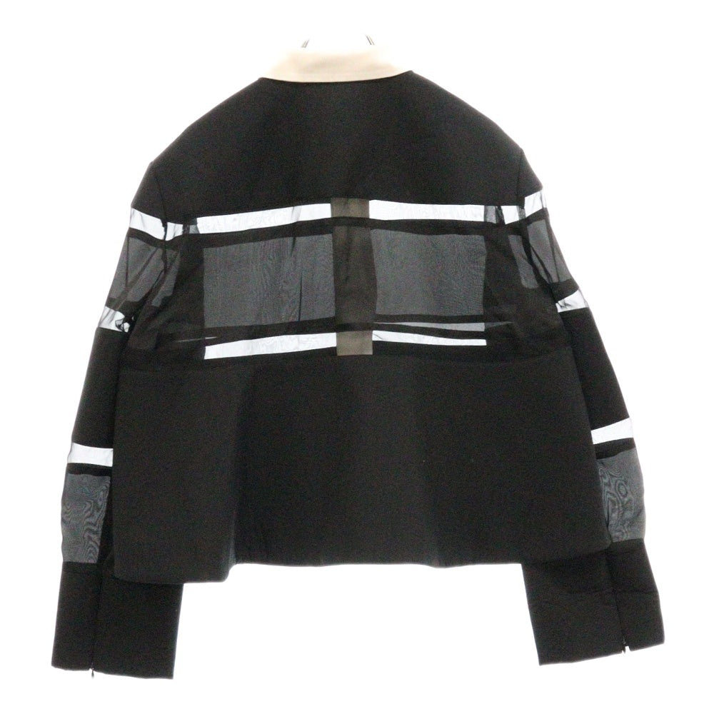 Sacai(サカイ) 24SS Suiting Bonding Rugby Shirt スーチング ボンディング ラグビー 長袖 シャツ ブラック 24-07041 レディース