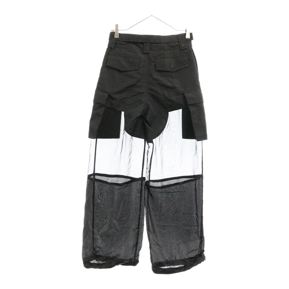 Sacai(サカイ) 24SS Fabric Combo Pants ファブリック コンボ 素材切り替え ロング パンツ ブラック 24-07227 レディース