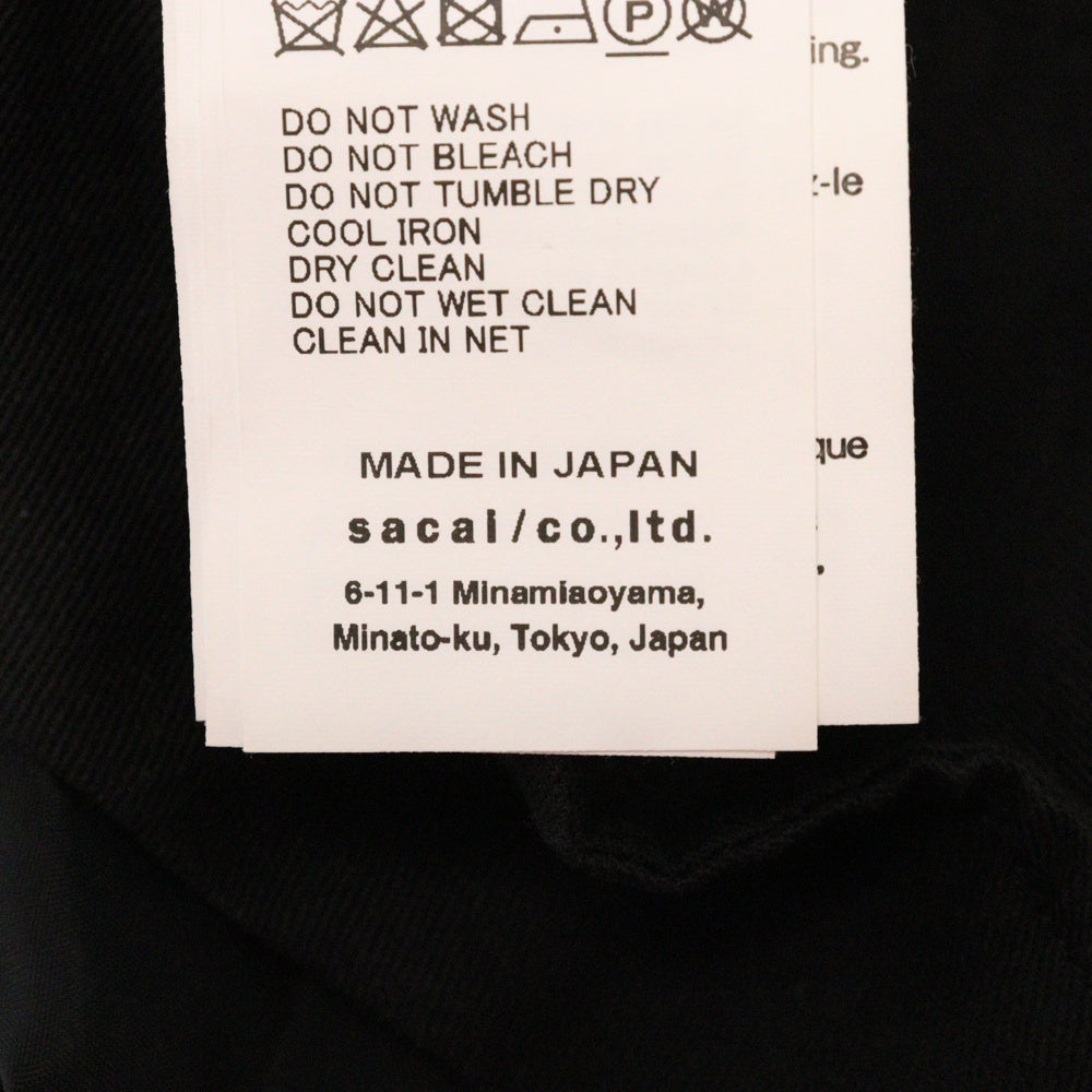 Sacai(サカイ) 24SS Fabric Combo Pants ファブリック コンボ 素材切り替え ロング パンツ ブラック 24-07227 レディース