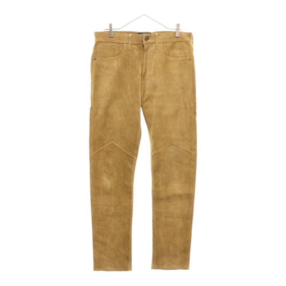 RRL(ダブルアールエル) ニー切り替えカウレザーロングパンツ スウェード ベージュ 782775062001