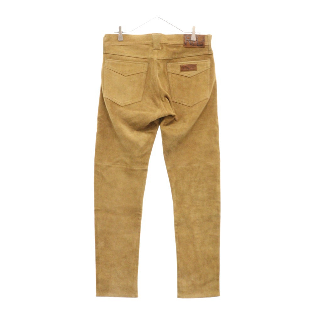 RRL(ダブルアールエル) ニー切り替えカウレザーロングパンツ スウェード ベージュ 782775062001