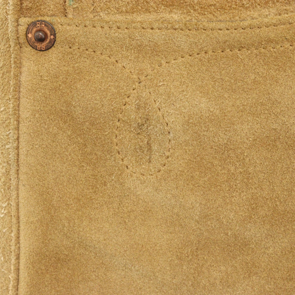 RRL(ダブルアールエル) ニー切り替えカウレザーロングパンツ スウェード ベージュ 782775062001