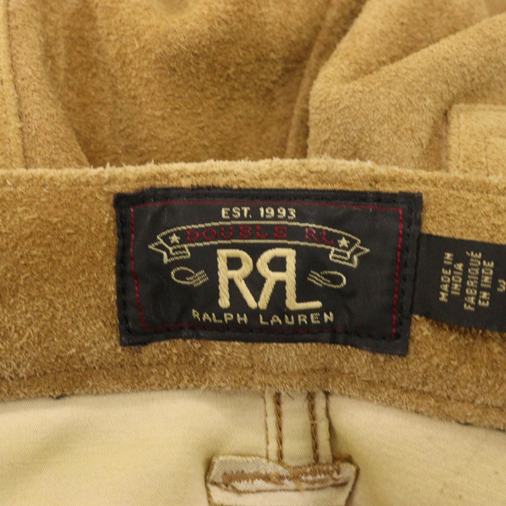 RRL(ダブルアールエル) ニー切り替えカウレザーロングパンツ スウェード ベージュ 782775062001